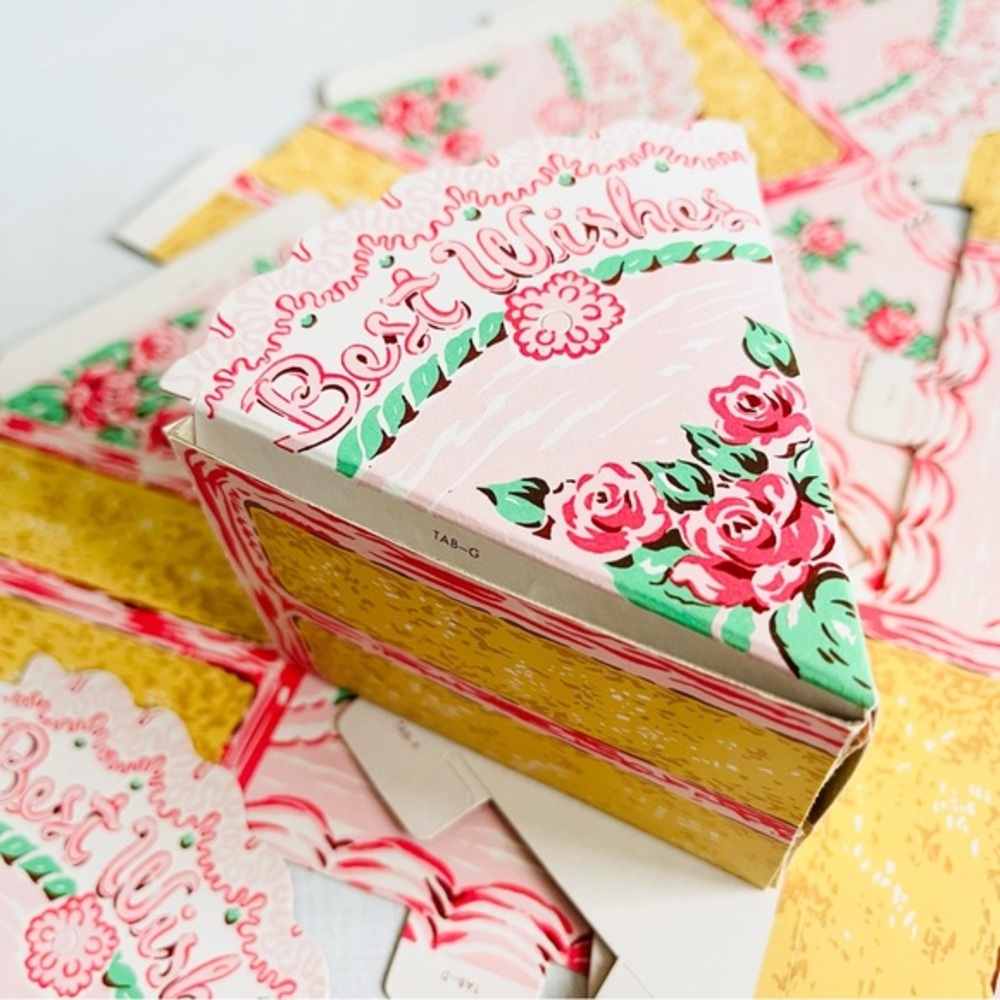 [Miles Kimball] Vintage Party 6 Big Cake Slices Cake Foldable Favor Boxes